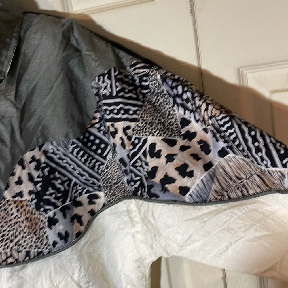 Vintage Ville Franche 1990s Colorblock Windbreaker Jacket Animal Print M - Picture 10 of 16